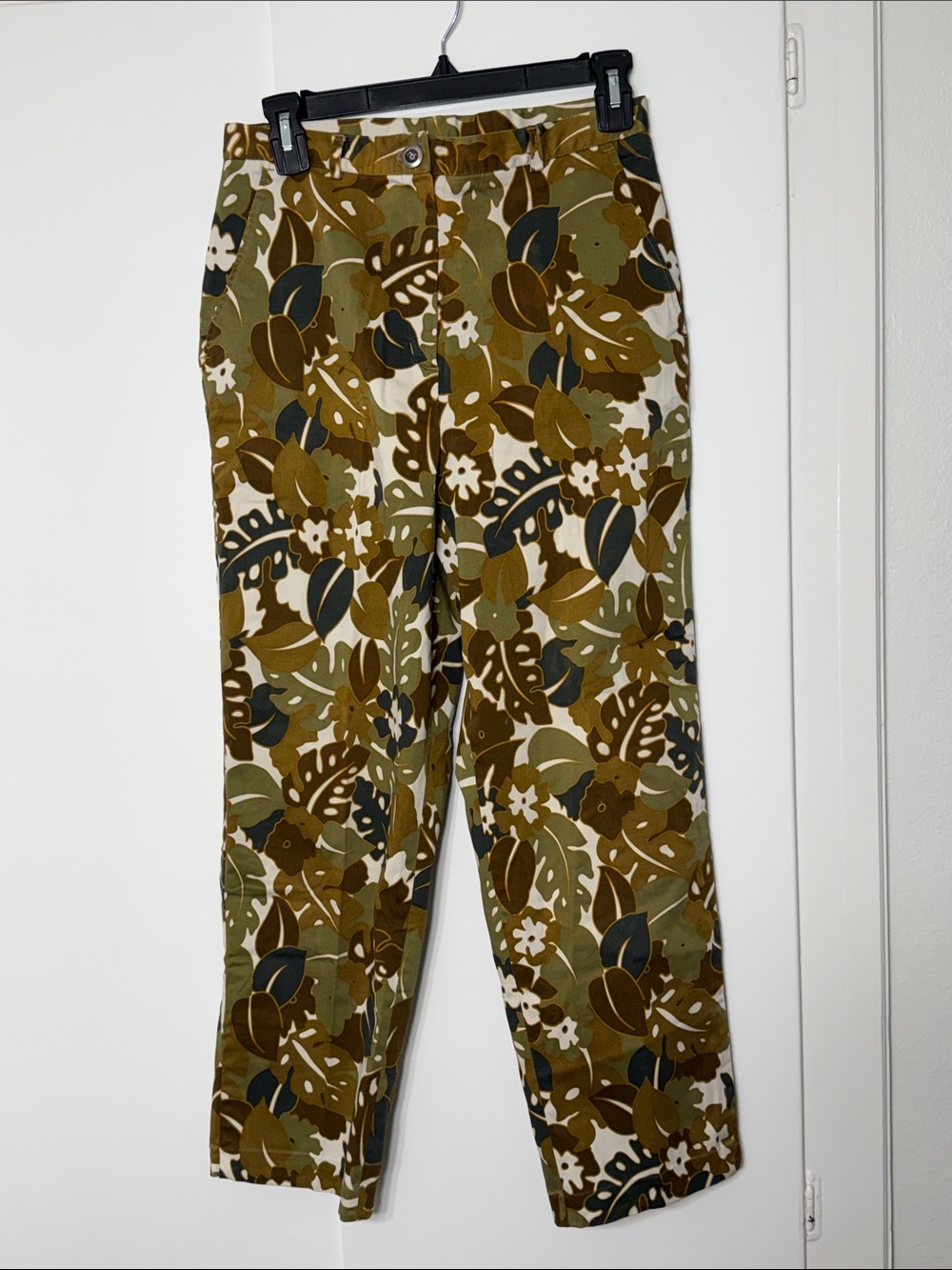 Vintage 90s Willi Smith Stretch Botanical Camo Floral Trousers Pants